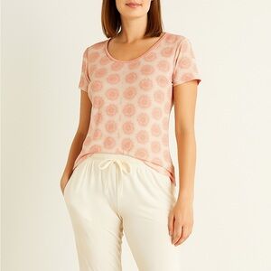 KICKEE Bamboo Soft Pink Mandala Print Scoop Neck Short Sleeve Tee